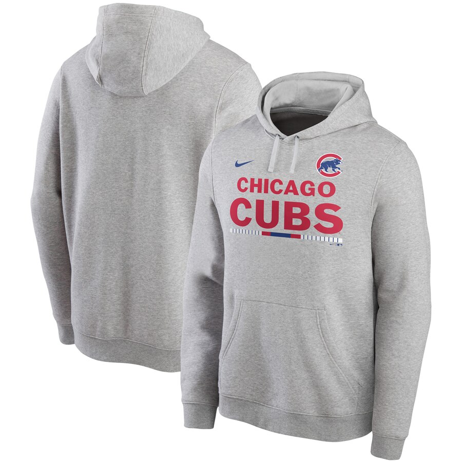 Chicago Cubs Nike Color Bar Club Pullover Hoodie Gray